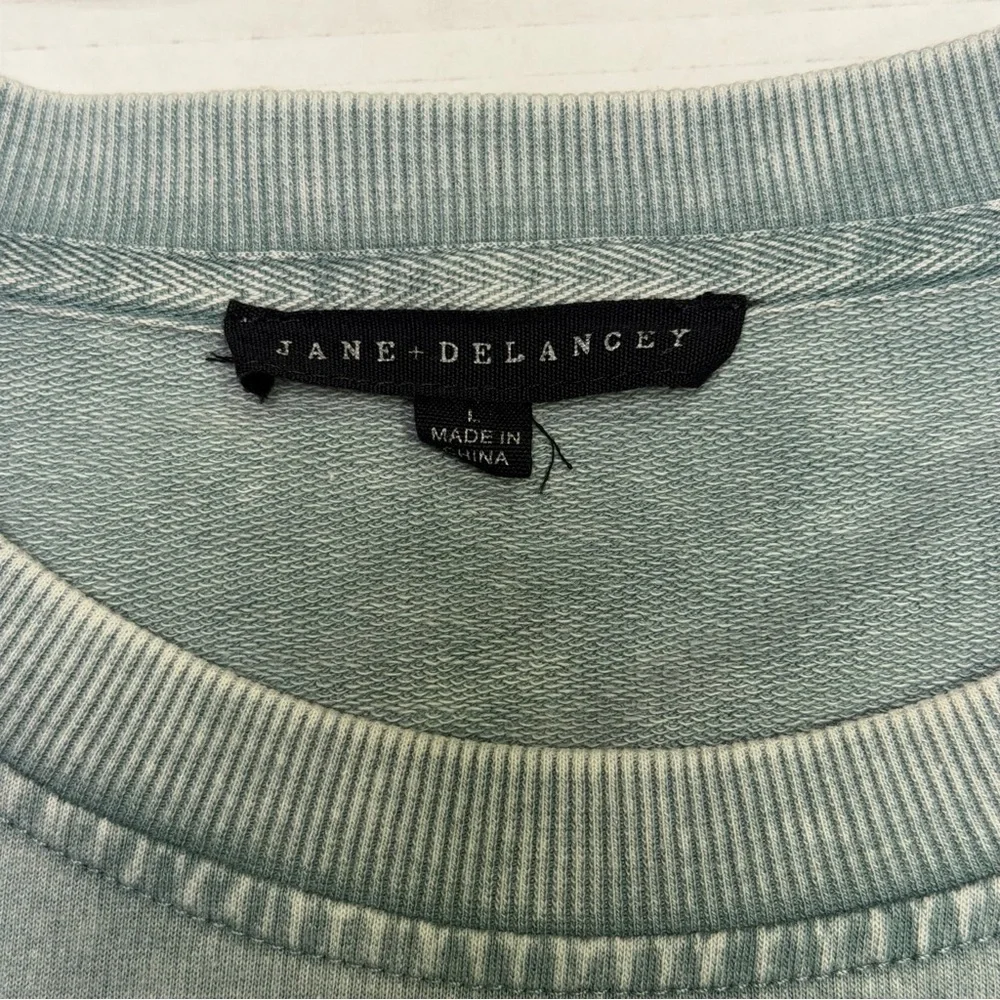 Jane + Delancy Pullover Crew Neck, Large, Blue/Gray, Long Sleeve, Eyelet Detail - Picture 6 of 10